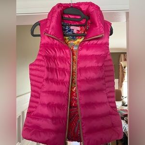 Lily Pulitzer Puffer vest on hot pink. Size small